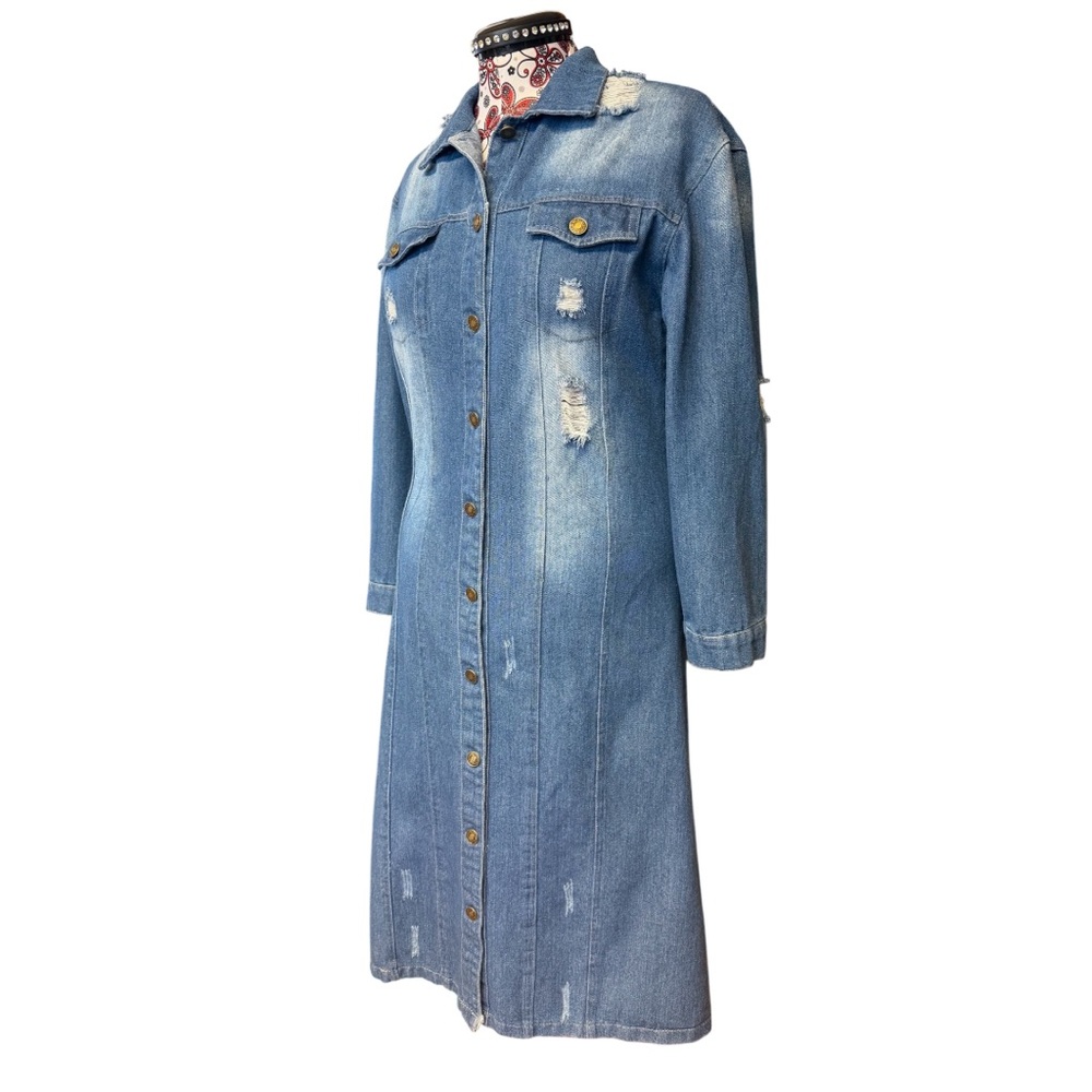 Hengsheng Jeans Distressed Denim Longline Dress XL